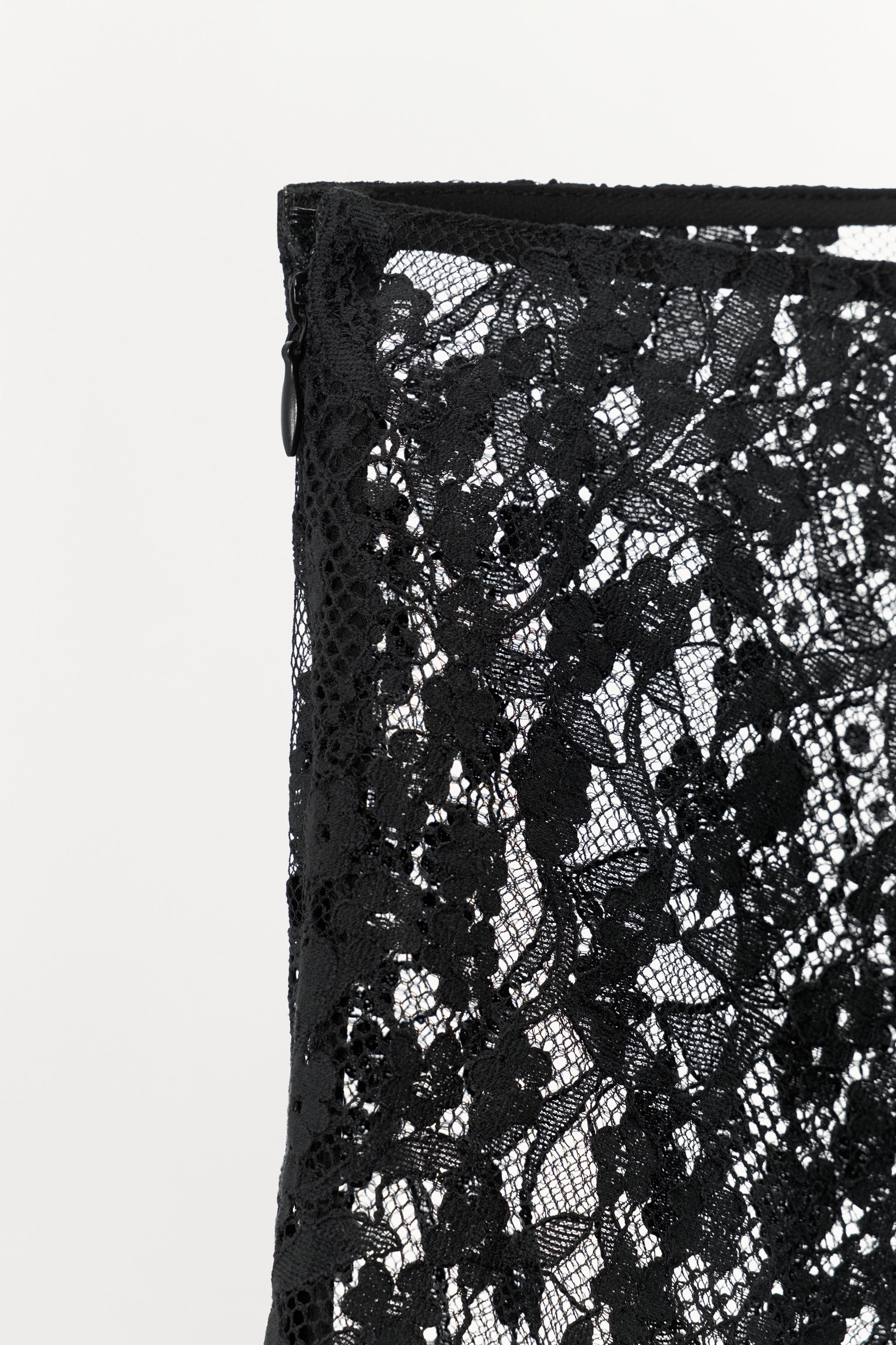 ASYMMETRICAL LACE MIDI SKIRT